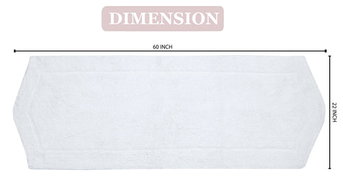100% Cotton Tufted Non-Slip Machine Washable Bath Rug, 22"x60" White R95348