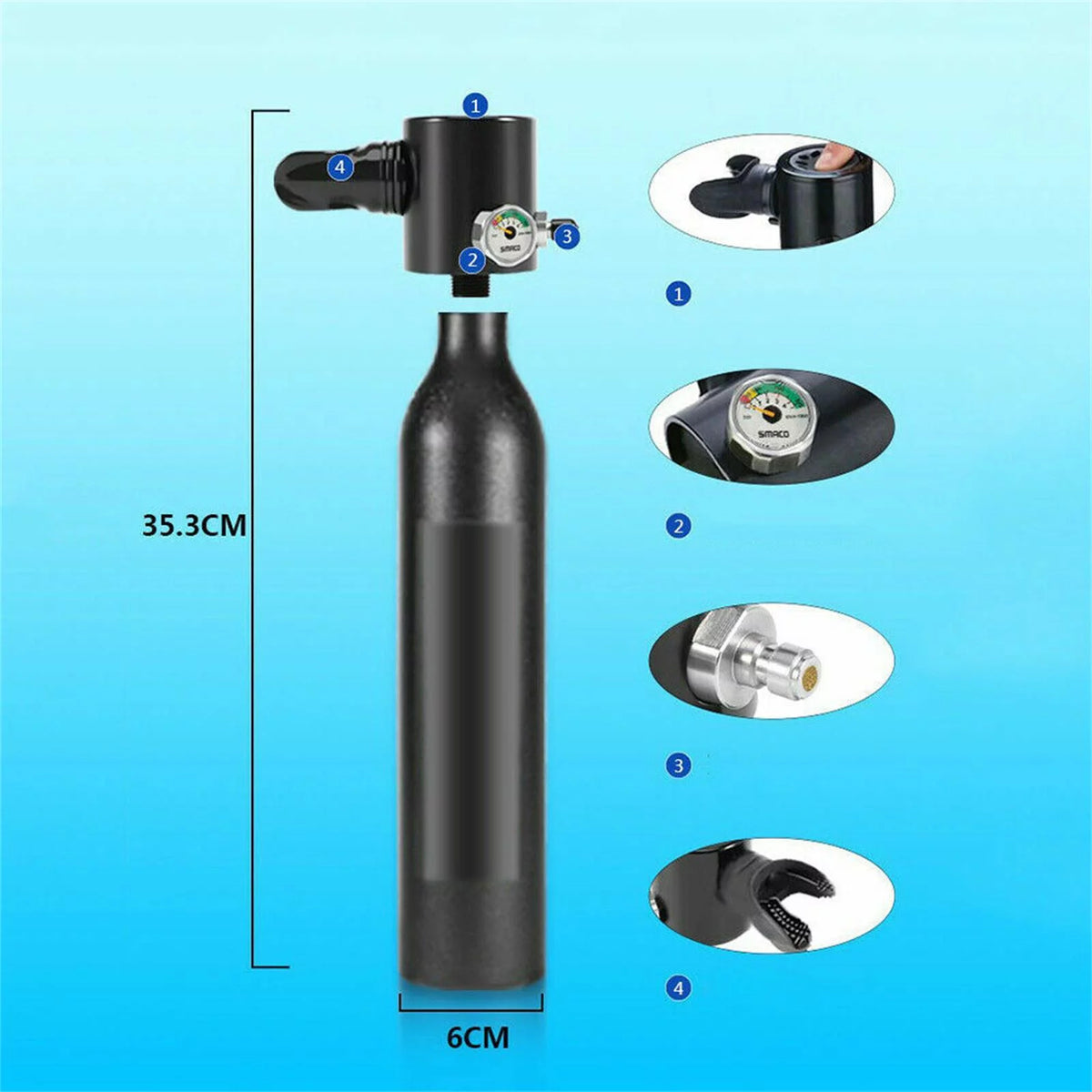 0.5L Oxygen Cylinder Tank Diving Equipment R59394