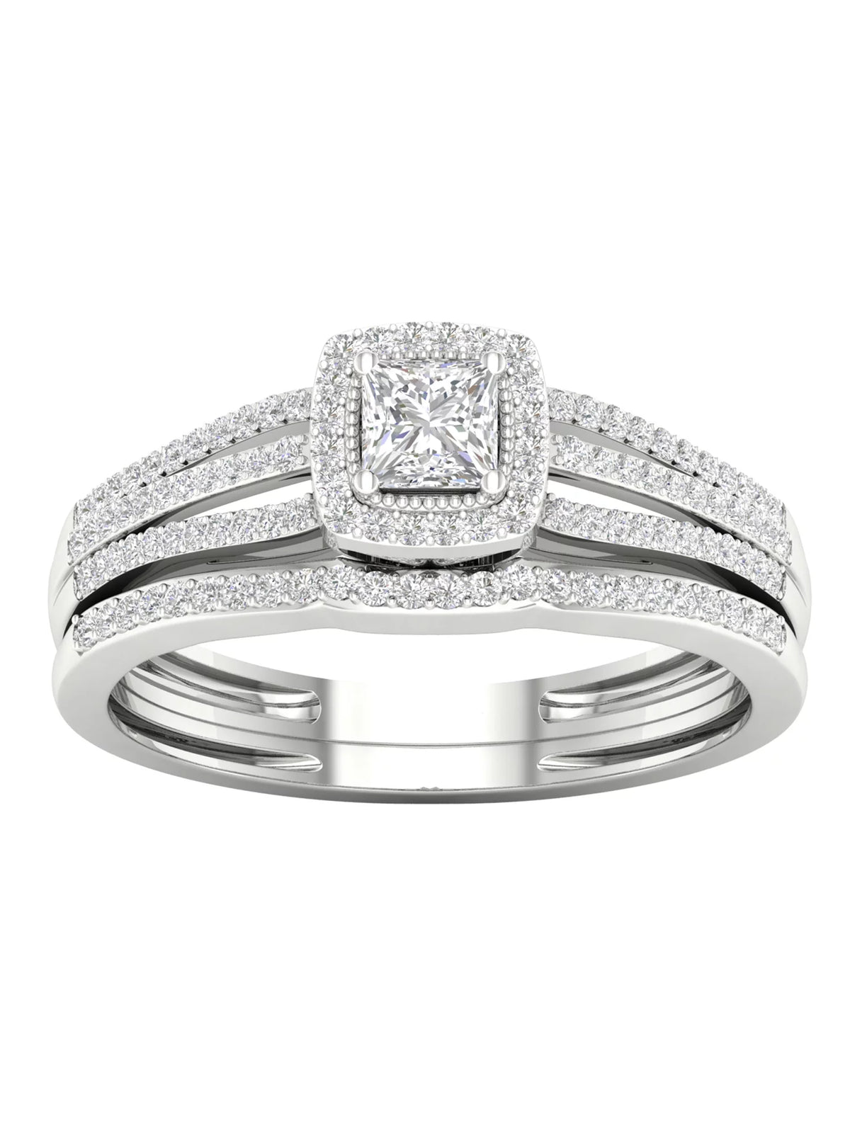 1/2Ct TDW Diamond 10k White Gold Bridal Set W1814