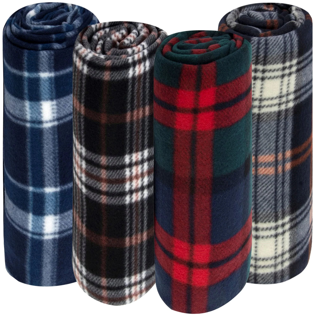 24 Pack 60”L x 50”W Plaid Fleece Throw Blankets B27254