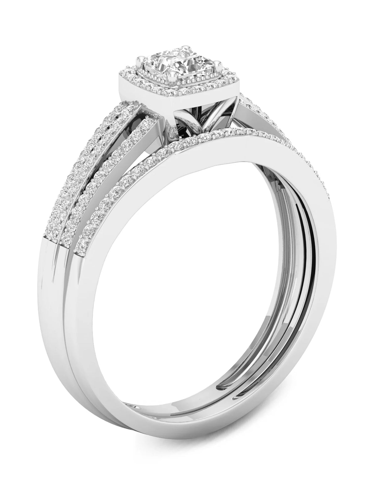 1/2Ct TDW Diamond 10k White Gold Bridal Set W1814