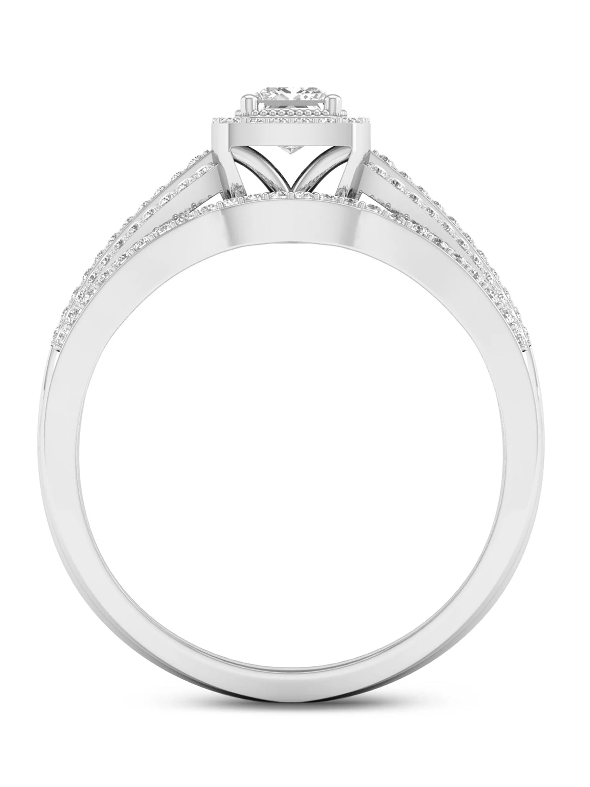 1/2Ct TDW Diamond 10k White Gold Bridal Set W1814