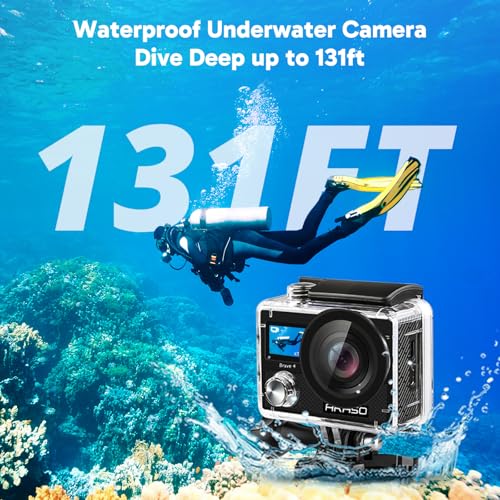 4K30 20MP Ultra HD EIS 131ft Underwater Action Camera with Selfie Stick Tripod and Carrying Case I6546